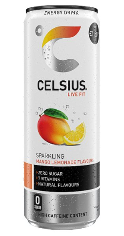 Celsius Energy Drink, Sparkling Mango Lemonade 355ml x 12