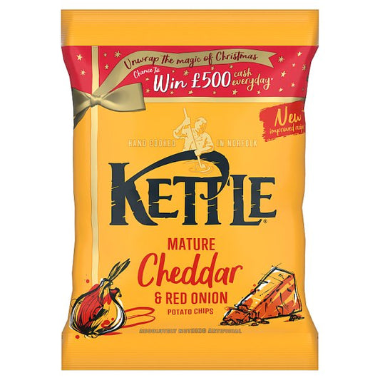 Kettle Mature Cheddar & Red Onion Potato Chips 40g x 18