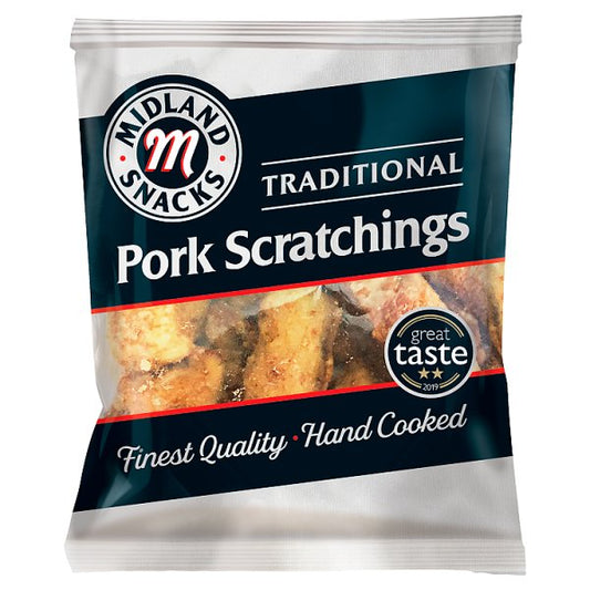 Midland Snacks Traditional Pork Scratchings 40g x 12