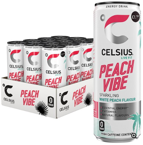 Celsius Peach Vibe Energy Drink 355ml x 12