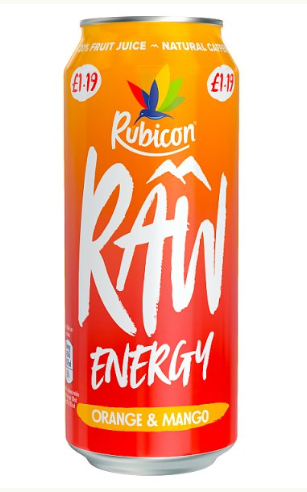Rubicon Raw Energy Orange & Mango 500ml x 12