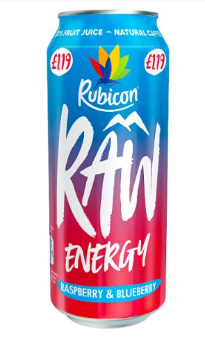 Rubicon Raw Energy Raspberry & Blueberry 500ml x 12