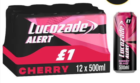 Lucozade Alert Cherry Blast Energy Drink 500ml x 12